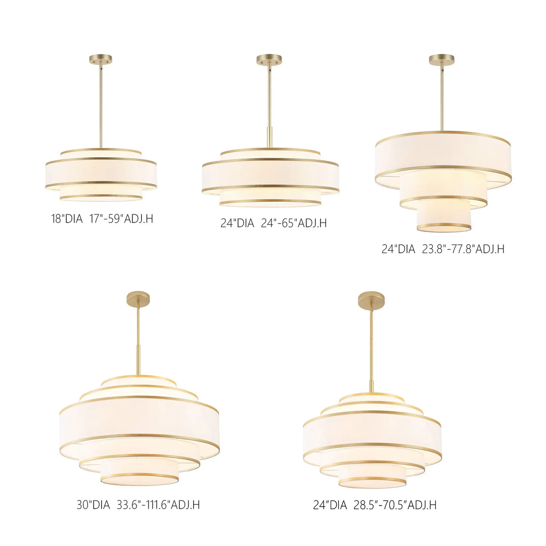 Getledel 30 In. 7-Light Dimmable Tiered Drum Chandelier