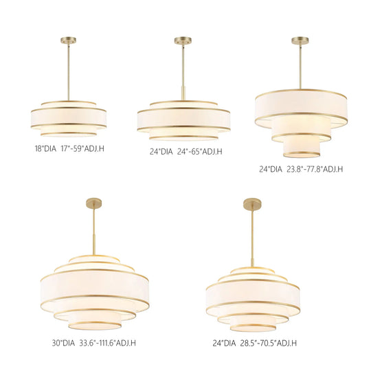 Getledel 30 In. 7-Light Dimmable Tiered Drum Chandelier