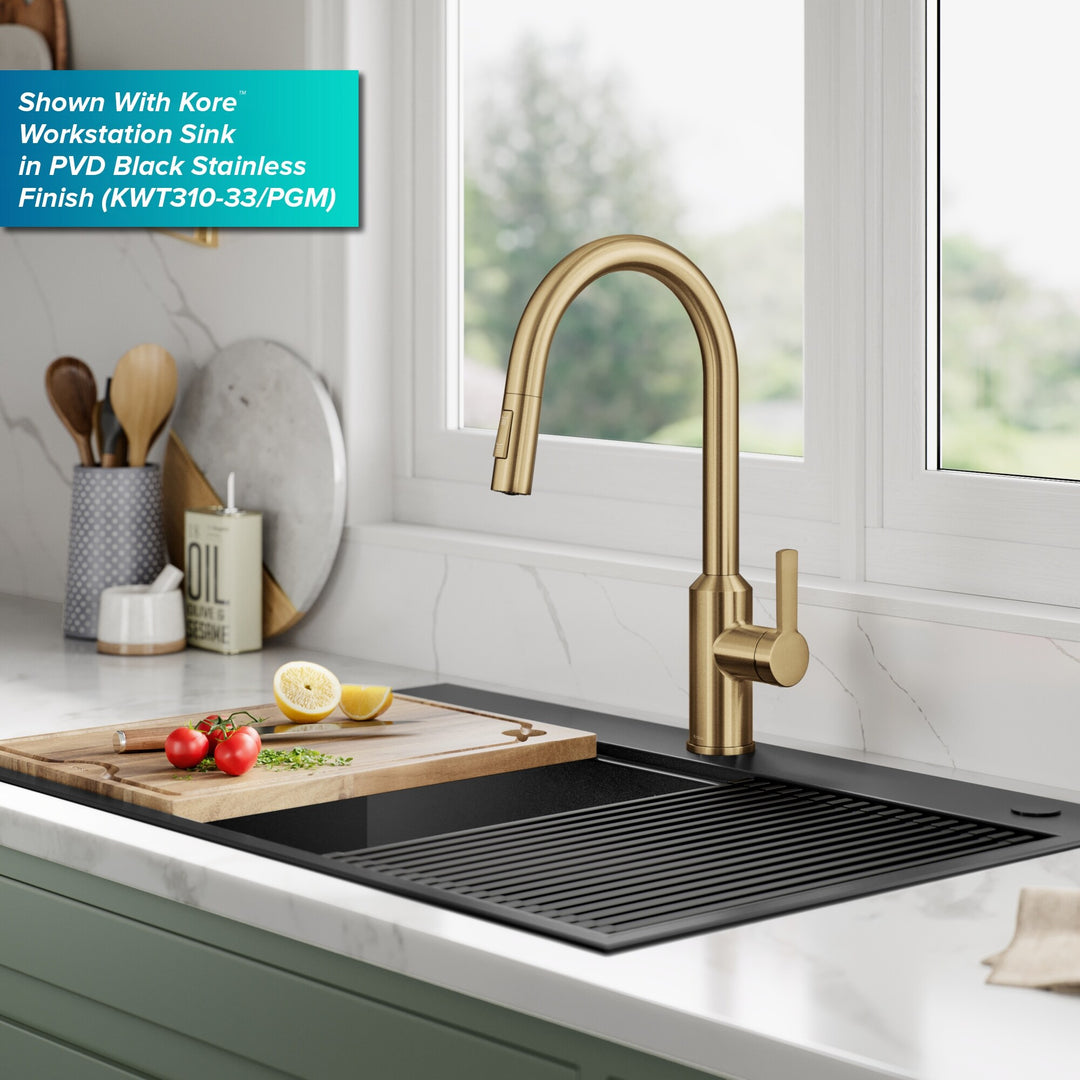 2-Function 1-Handle 1-Hole Pulldown Sprayer Brass Kitchen Faucet