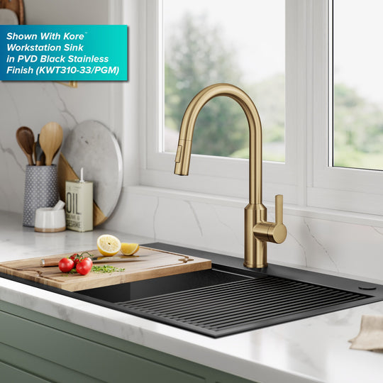 2-Function 1-Handle 1-Hole Pulldown Sprayer Brass Kitchen Faucet