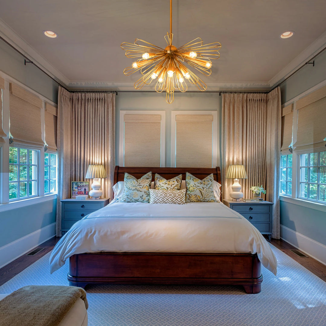 10-Light 34" W Contemporary Geometric Dandelion Sputnik Sphere Chandelier