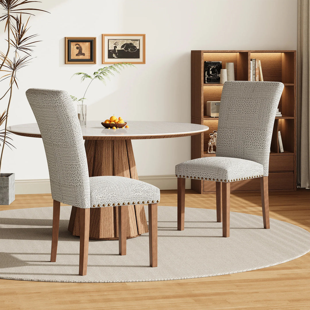 RENEWLINE Dining Chairs, Fabric with Nailhead Trim and Wood Legs