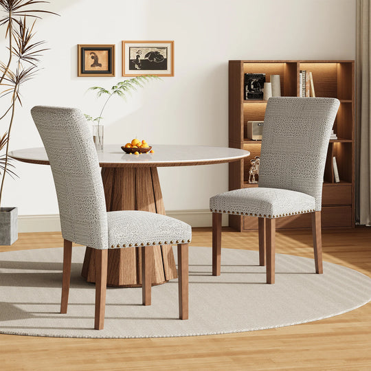 RENEWLINE Dining Chairs, Fabric with Nailhead Trim and Wood Legs