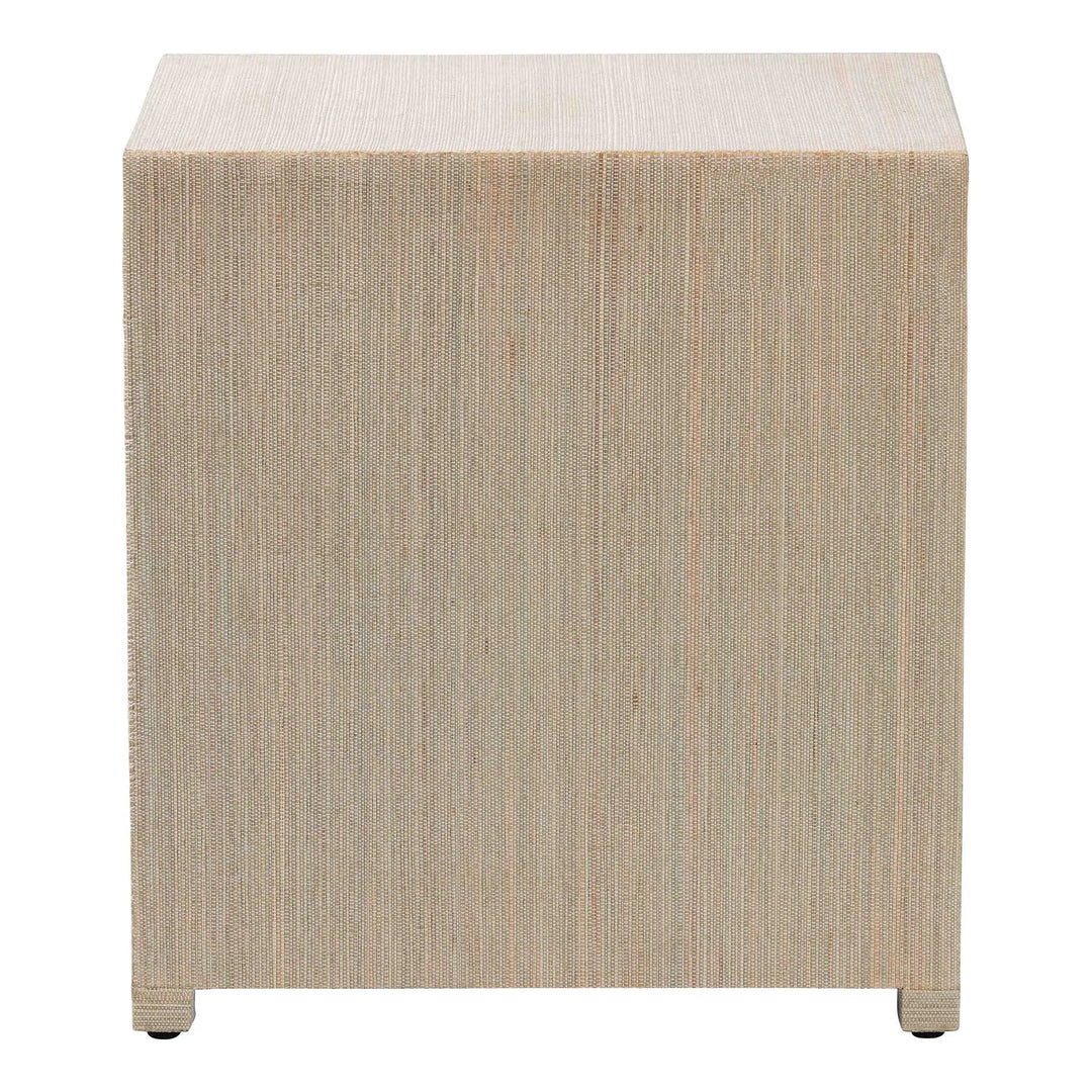 Quinn Bohemian Woven Natural Grasscloth 3-Drawer Nightstand