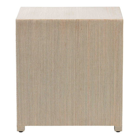 Quinn Bohemian Woven Natural Grasscloth 3-Drawer Nightstand
