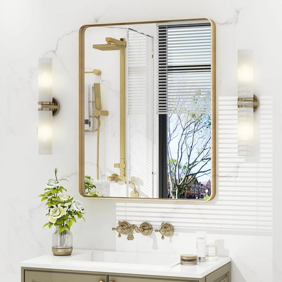 Aluminum Alloy Framed Tempered Glass Wall Decor Vanity Bathroom Mirror