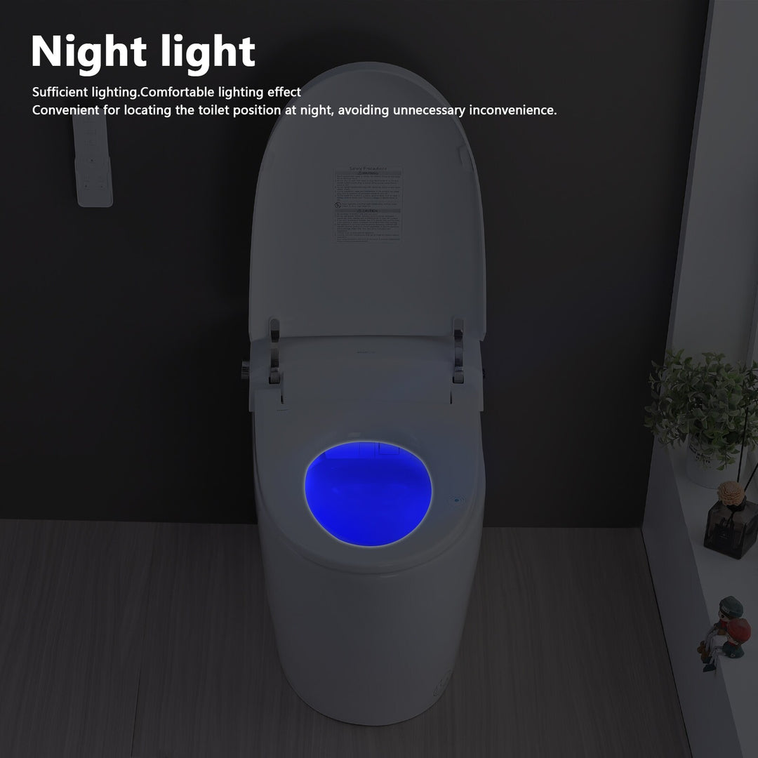 Smart Toilet Bidet Combo with Self-Cleaning Nozzle, Heated Seat, Night Light, Knob Control, Power Outage Flushing, Soft Close