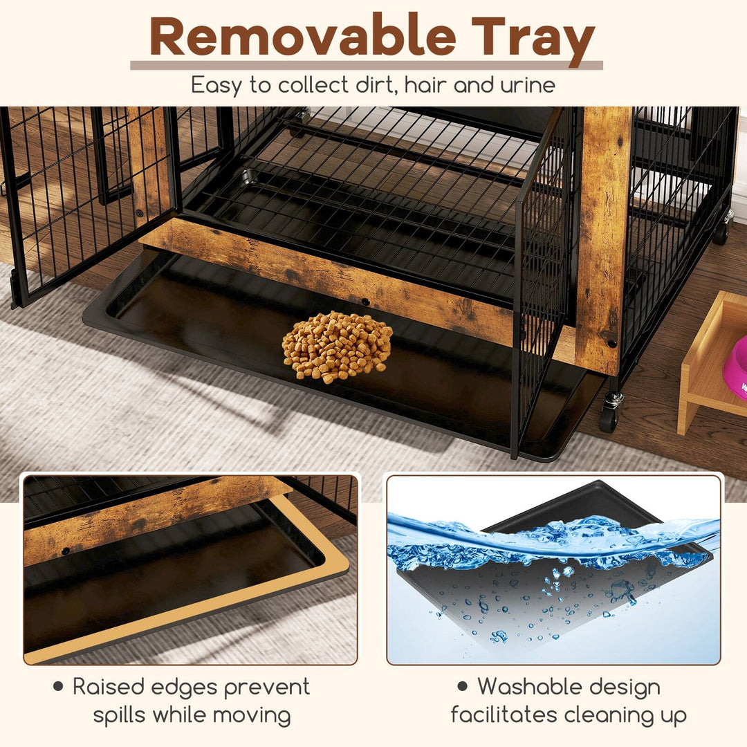 Dog Crate Furniture Industrial Dog Kennel W/ Flip-Up Top