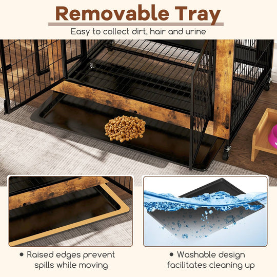 Dog Crate Furniture Industrial Dog Kennel W/ Flip-Up Top