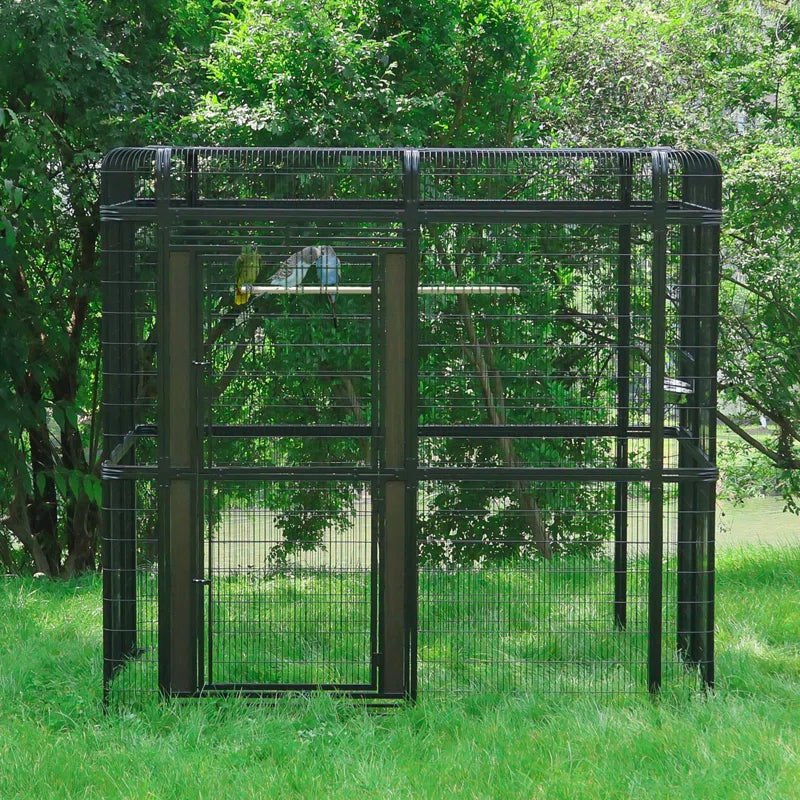 Corwynn 81.6'' Iron Flat Top Floor Bird Cage with Stand