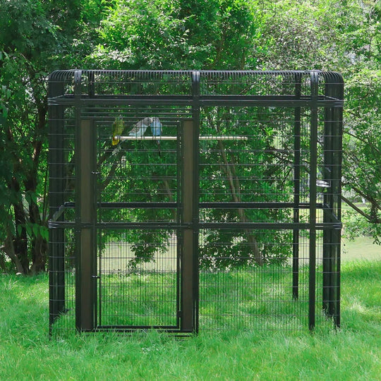Corwynn 81.6'' Iron Flat Top Floor Bird Cage with Stand
