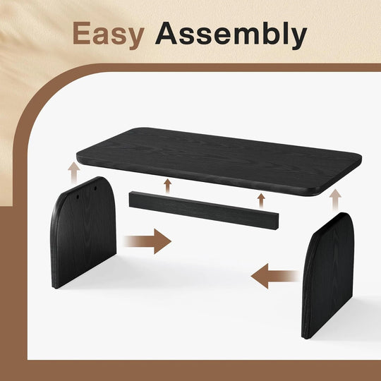 Farmhouse Rustic round Edge Rectangle Coffee Table