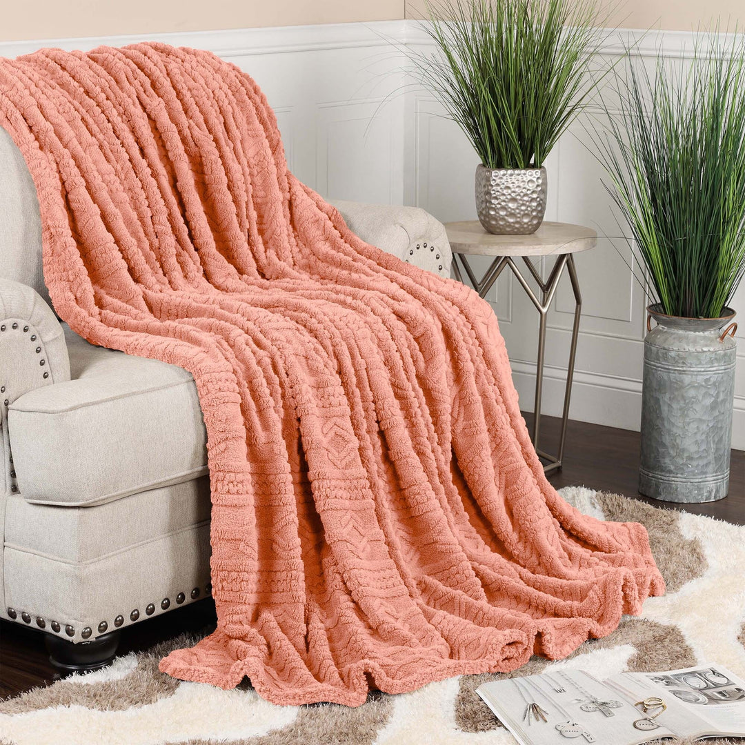 Arctic Boho Jacquard Plush Fluffy Fleece Blanket