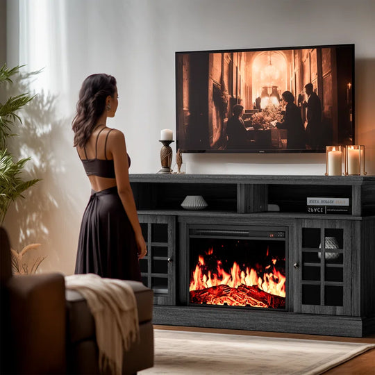 Anias TV Stand with Electric Fireplace Included