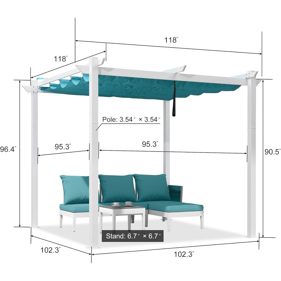 Gazebo Outdoor Retractable White Heavy-Duty Aluminum Pergola with Extra Top Roof