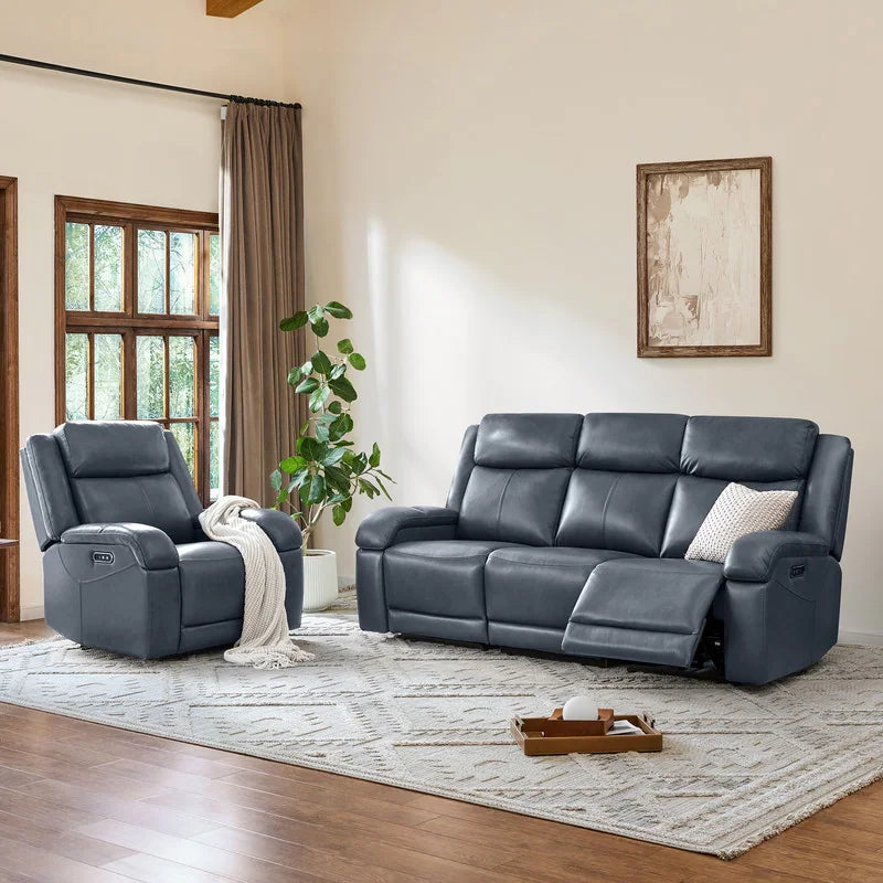 Hadlee Genuine Leather Reclining Sofa with Multi-Function Console.