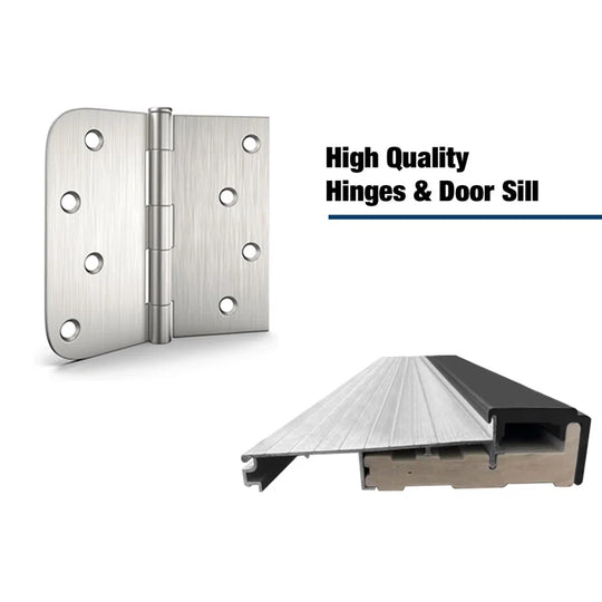 36 In. X 80 In. Black Fiberglass Front Entry Door with Frosted Glass