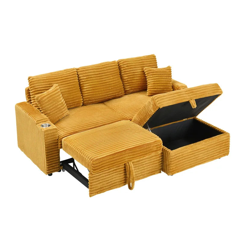 80" Cordylona Sofa, Cup Holder, Ottoman Storage