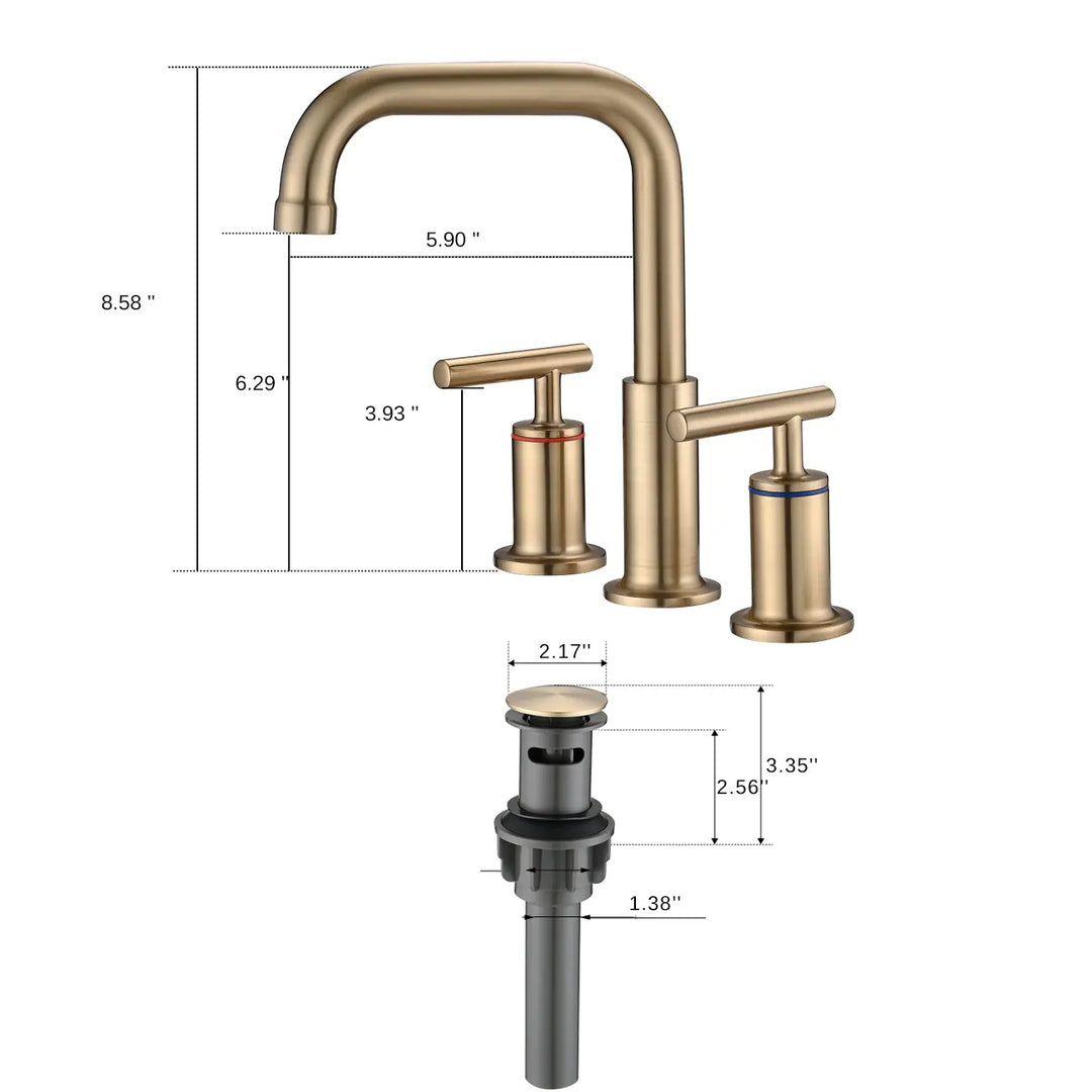 8 Inch Luxury Widespread Bathroom Sink Faucet with Pop-Up Drain
