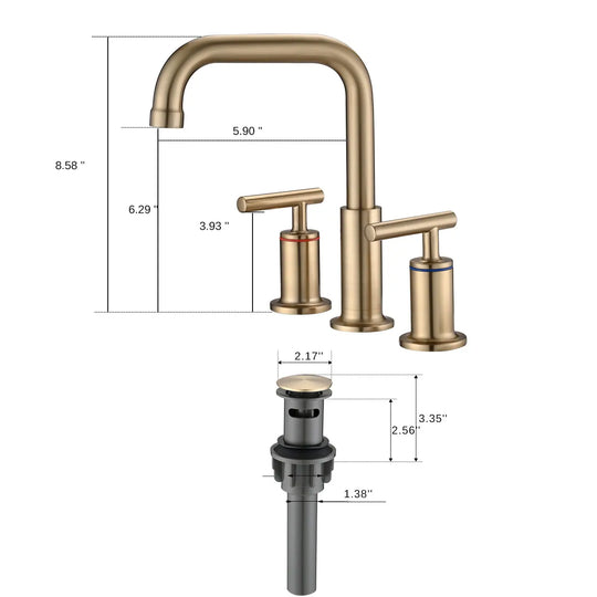 8 Inch Luxury Widespread Bathroom Sink Faucet with Pop-Up Drain
