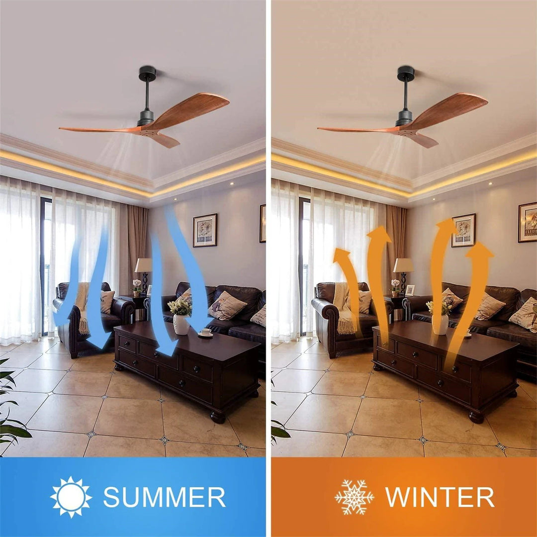 Sofucor 42"/48"/ 52"/60"Noiseless Walnut Wood Ceiling Fan with Remote Control, Integrated Light Optional