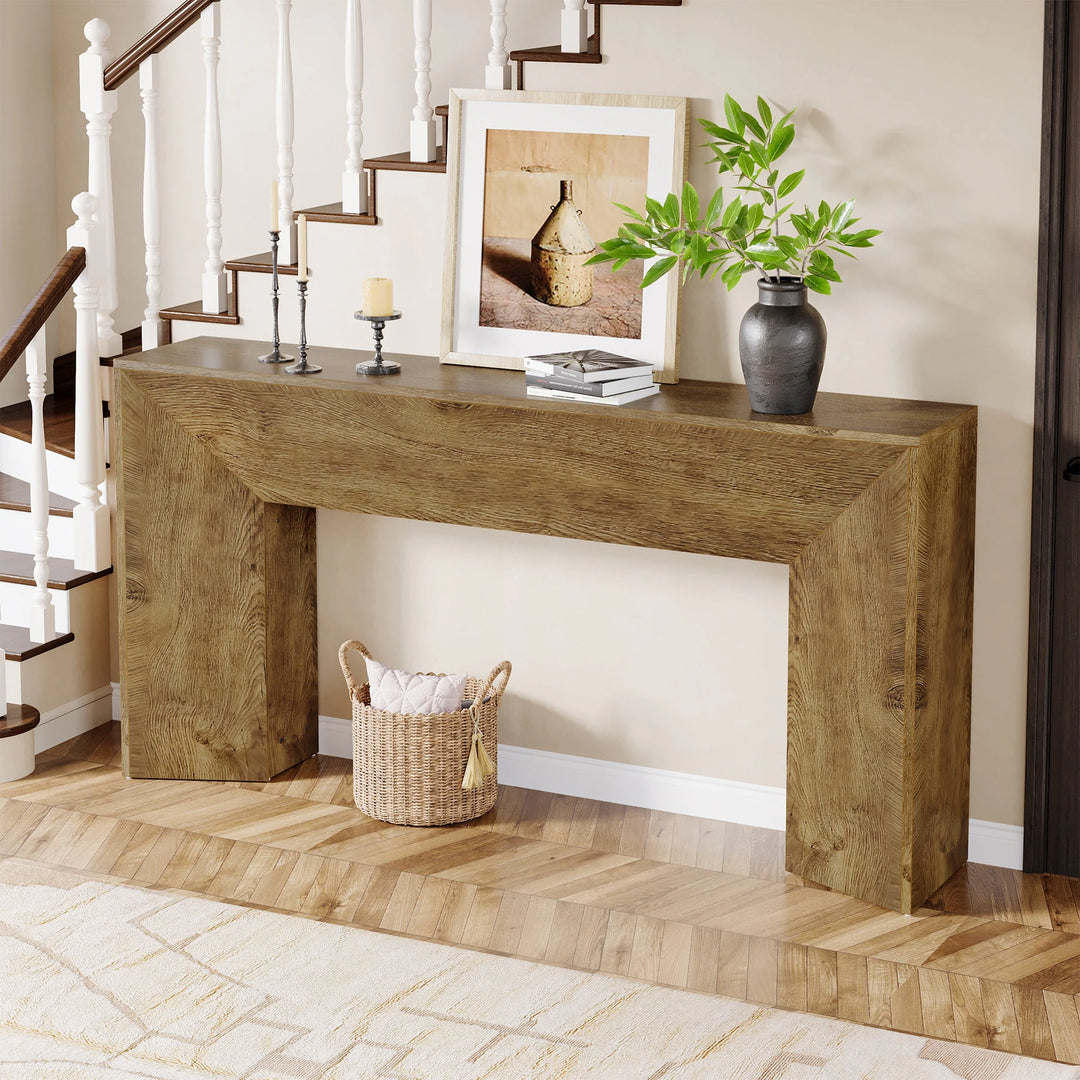 63 Inches Long Black Console Table for Entryway Living Room - 63" W X 11.8" D X 32.3" H