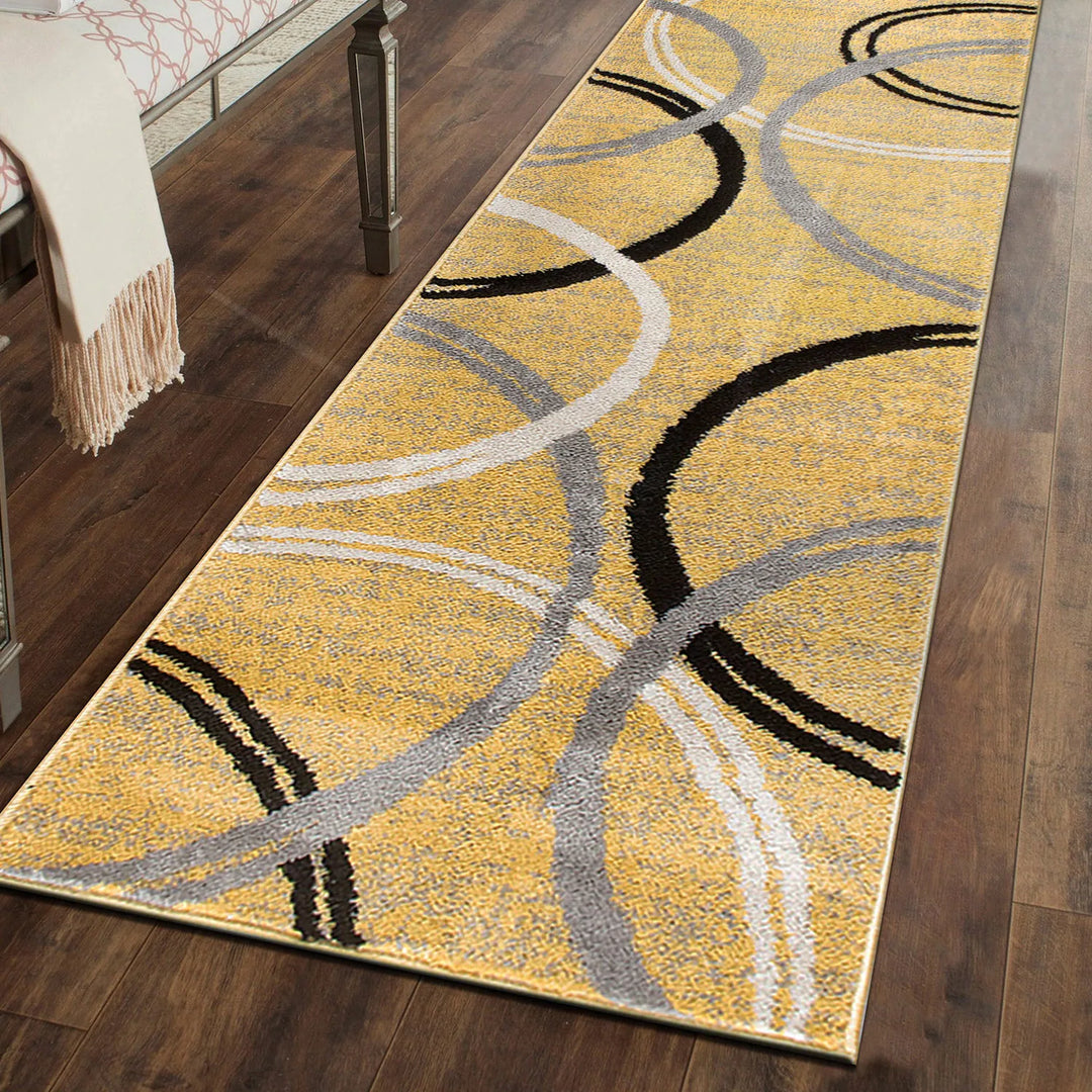 Contemporary Abstract Circles Design Area Rug