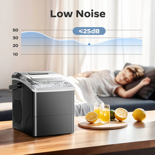 26 Lbs 2 Sizes of Bullet Ice Maker, Camping and Party Ice Maker with Handle, Kitchen Portable Ice Maker Machine with Self-Cleaning
