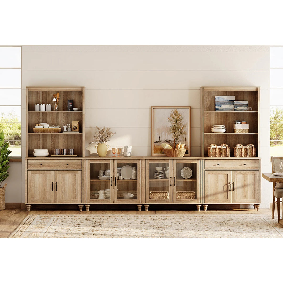 Entertainment Center with Bookshelves for Tvs up to 75", Oak