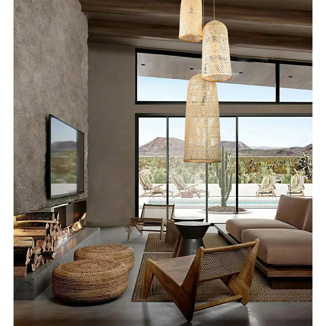 Three Lights Rattan Pendant Light