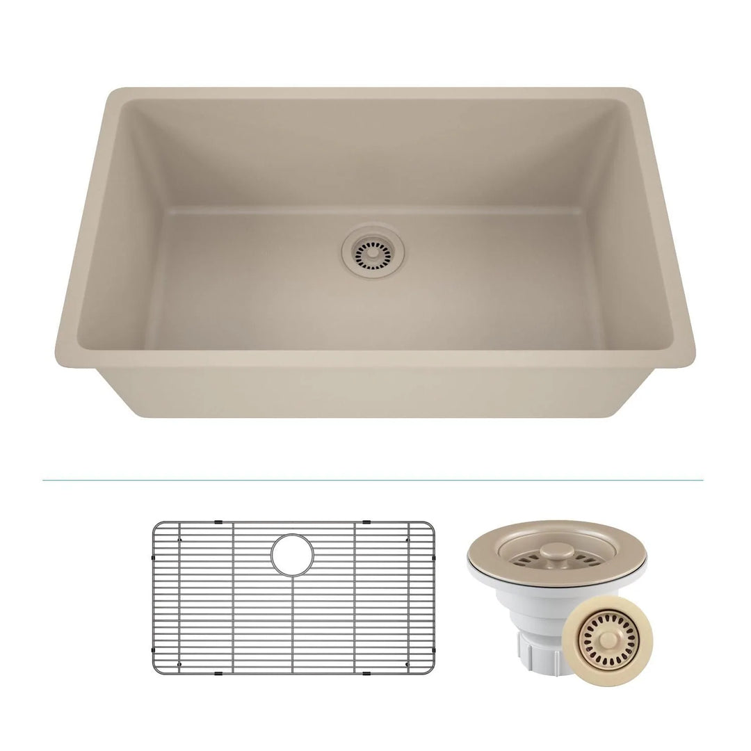 Drop-In Quartz 32 Inch Single Bowl Kitchen Sink Kit - 32"X19"