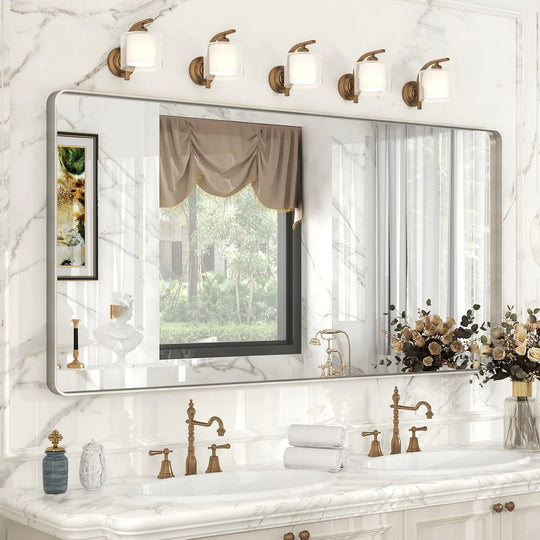 Aluminum Alloy Framed Tempered Glass Wall Decor Vanity Bathroom Mirror