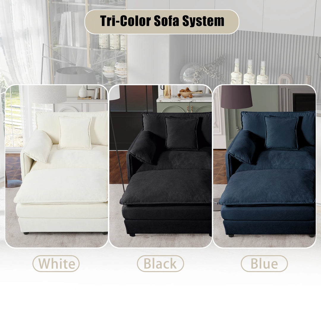 - 6-Piece Modular U-Shaped 143.31" Sectional Sofa with 2 Movable Ottomans