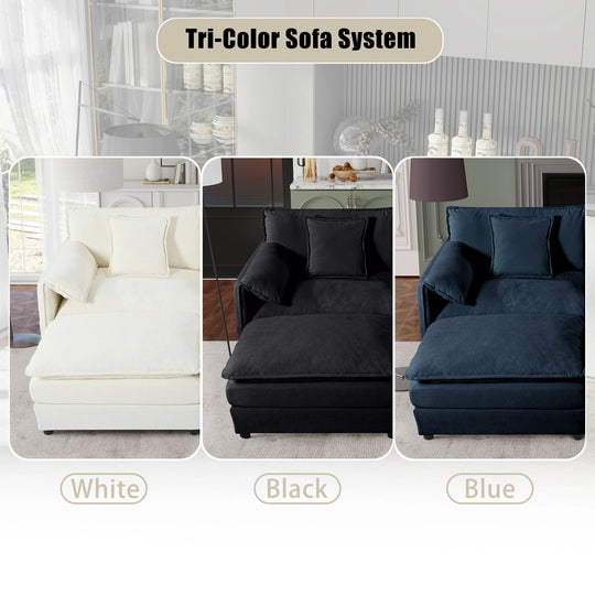- 6-Piece Modular U-Shaped 143.31" Sectional Sofa with 2 Movable Ottomans