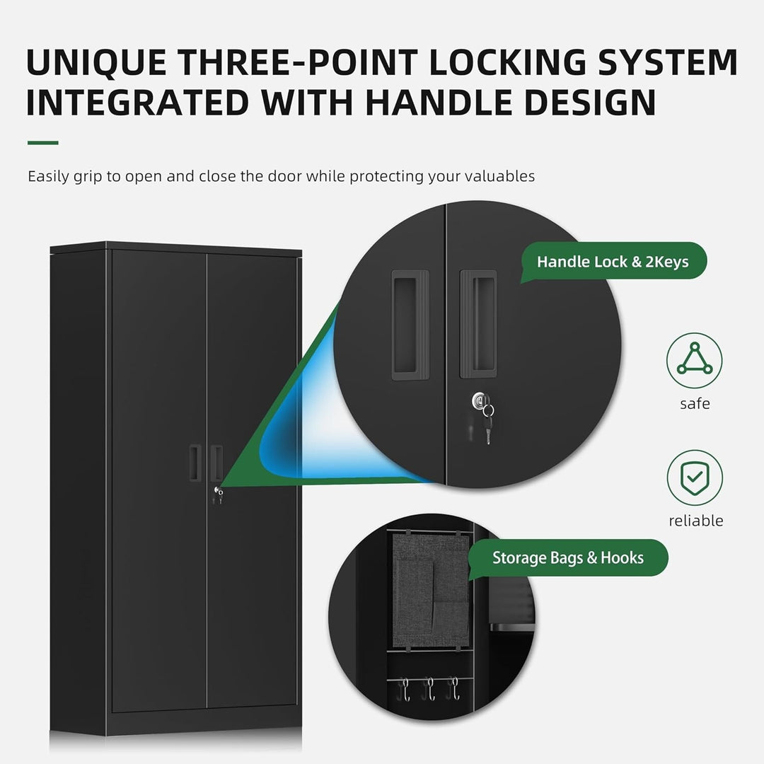 71'' H Metal Garage Storage Work Cabinet with Locking Doors and Adjustable Shelves