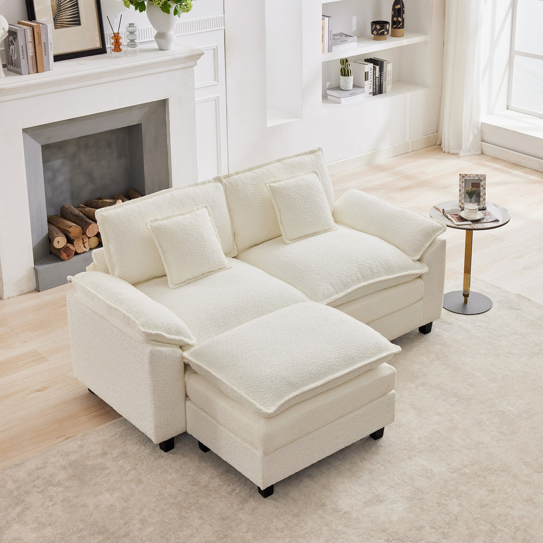 Modular Chenille Sectional Sofa with Ottomans, Deep Seat, Wide Padded Armrests, 2-Seat / 3-Seat / 4-Seat Options