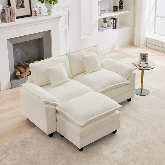 Modular Chenille Sectional Sofa with Ottomans, Deep Seat, Wide Padded Armrests, 2-Seat / 3-Seat / 4-Seat Options