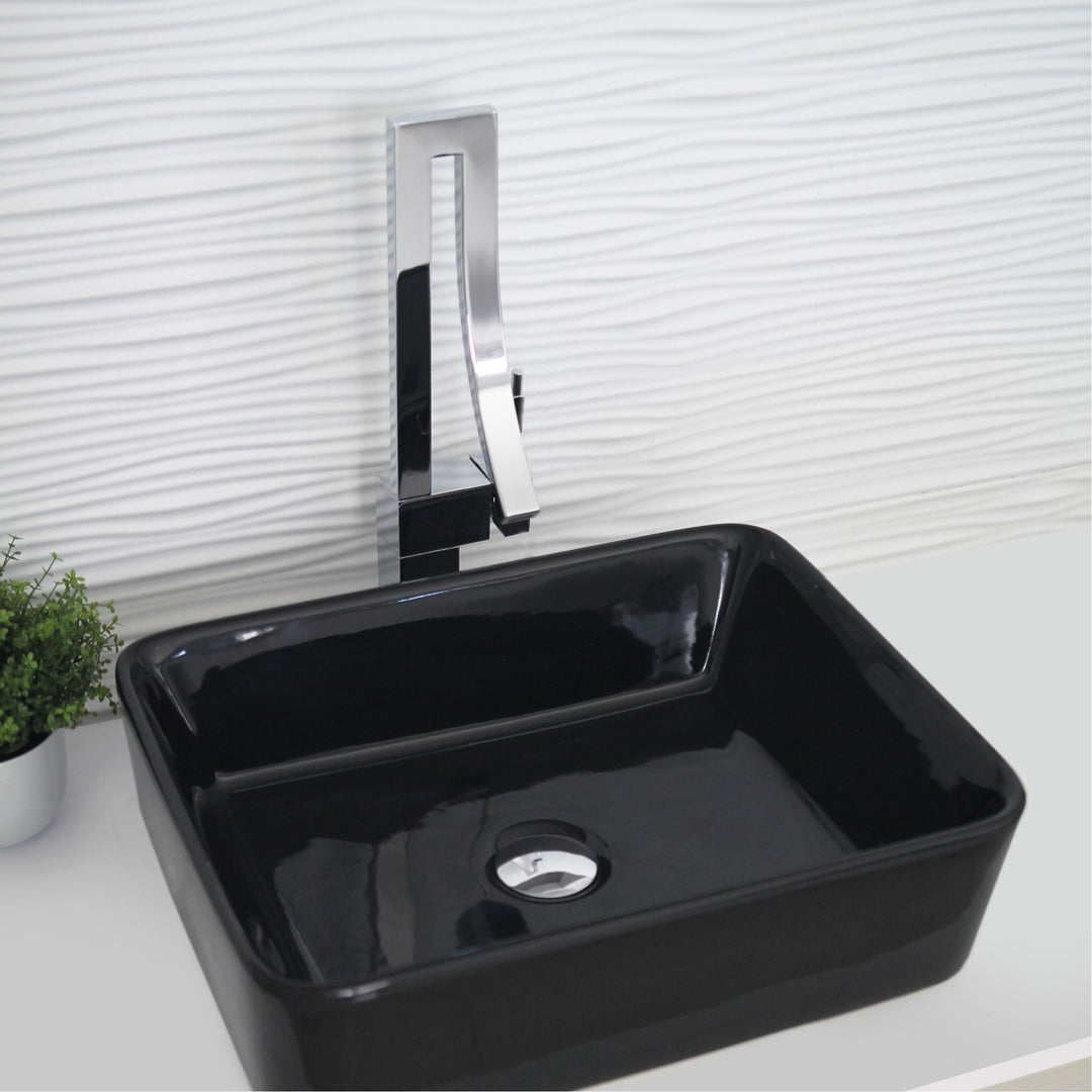 Single Handle Bathroom Faucet for Single Hole Brass Vessel Mixer Tap - Faucet Height: 17 1/2" Spout Height: 8"