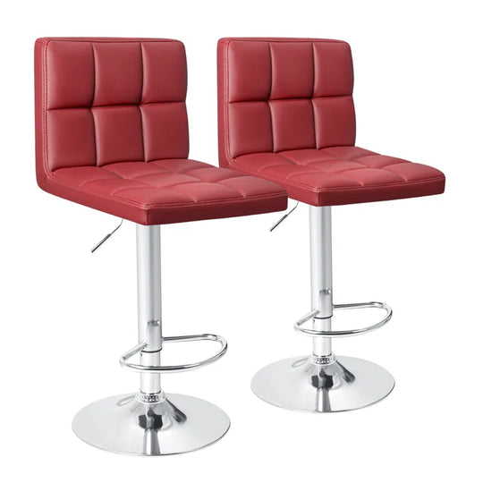 Swivel Upholstered Adjustable Height Counter Stool with Metal Frame