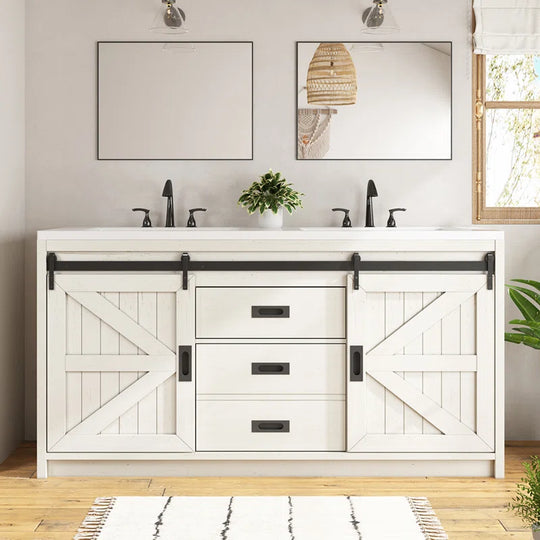Chimira 60" Double Sink Bathroom Vanity with Sink Combo Set with 2 Drawers & Doors