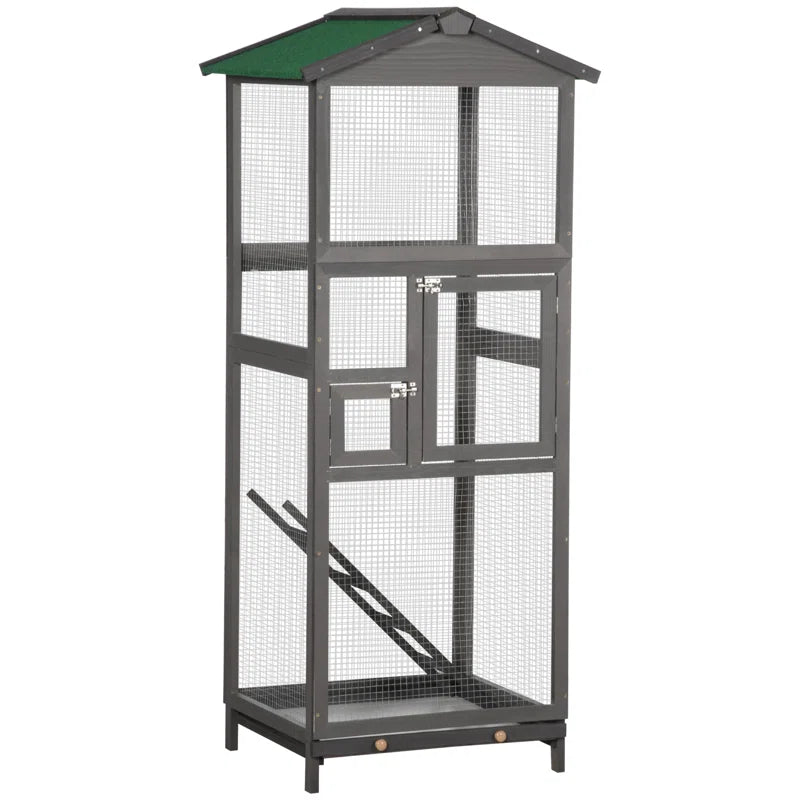 Fortuna 65'' Wood Pointed Top Flight Cage with Tray