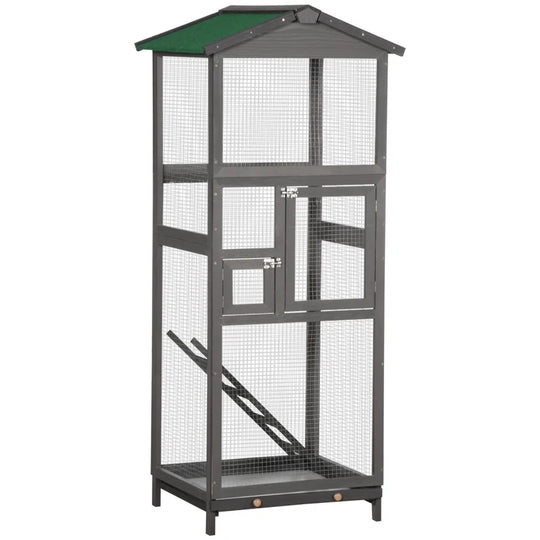 Fortuna 65'' Wood Pointed Top Flight Cage with Tray