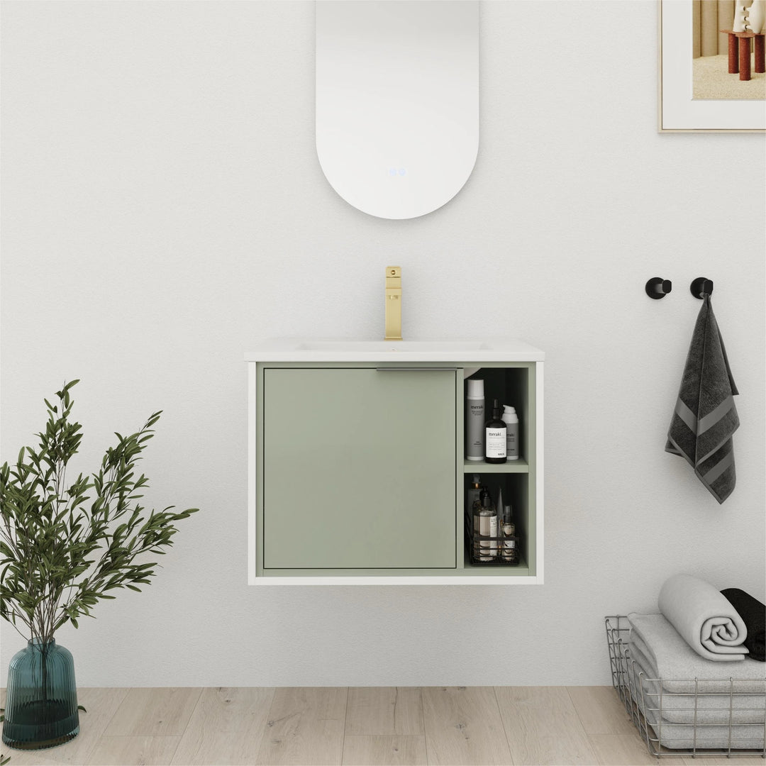 Bathroom Vanity with Sink in 24/30 Inch, Floating Bathroom Vanity with Soft Close Door