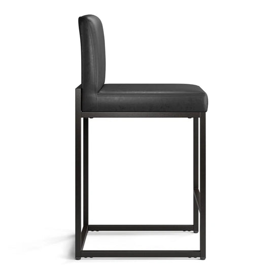 24" Modern Upholstered Kitchen Counter Stool with Metal Sled Base & Faux Leather