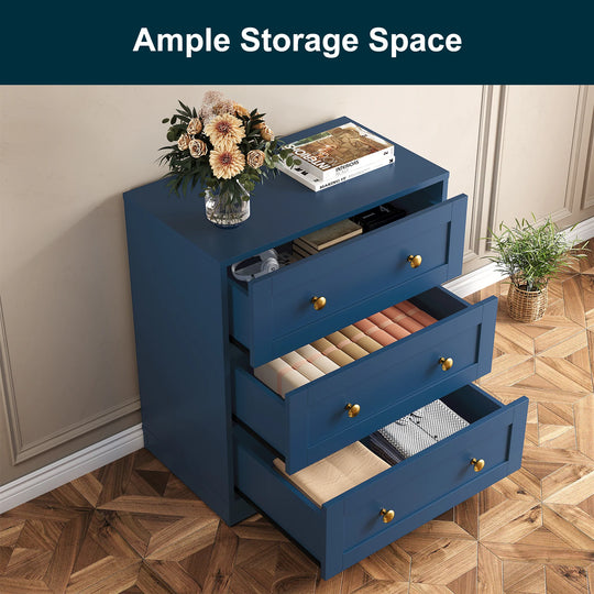 Set of 2 Modern Nightstands with 3 Drawers