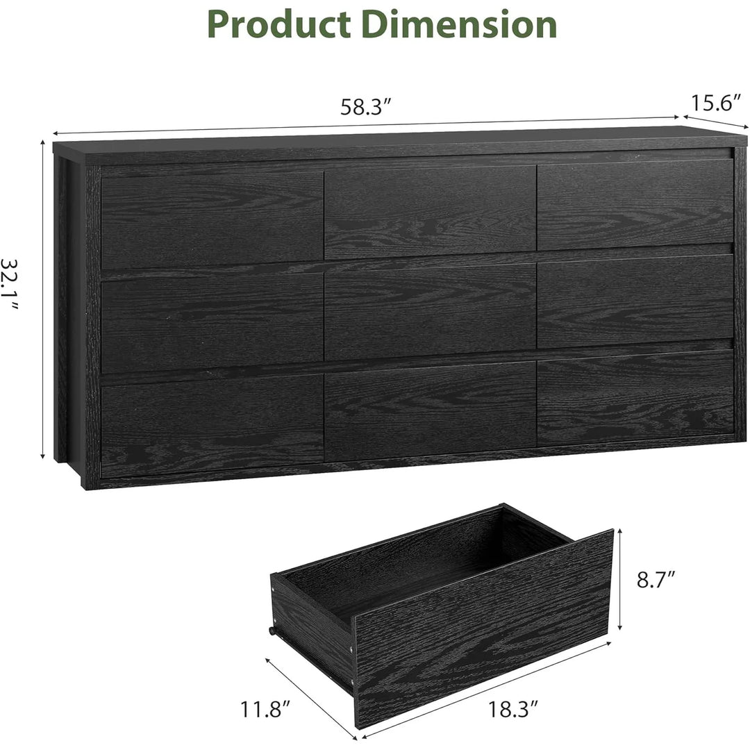 7-Drawer Dresser for Bedroom,Wide Wood Chest with Handle-Free Design,Modern Storage Cabinet for Living Room or Entryway