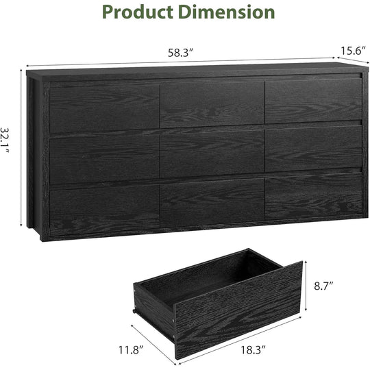 7-Drawer Dresser for Bedroom,Wide Wood Chest with Handle-Free Design,Modern Storage Cabinet for Living Room or Entryway