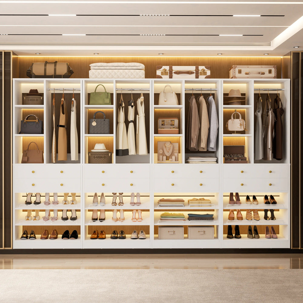 Grimm 28'' Closet Organizer with Shoe Racks and Drawers, Closet System with Hanging Rod and Adjustable Shelves