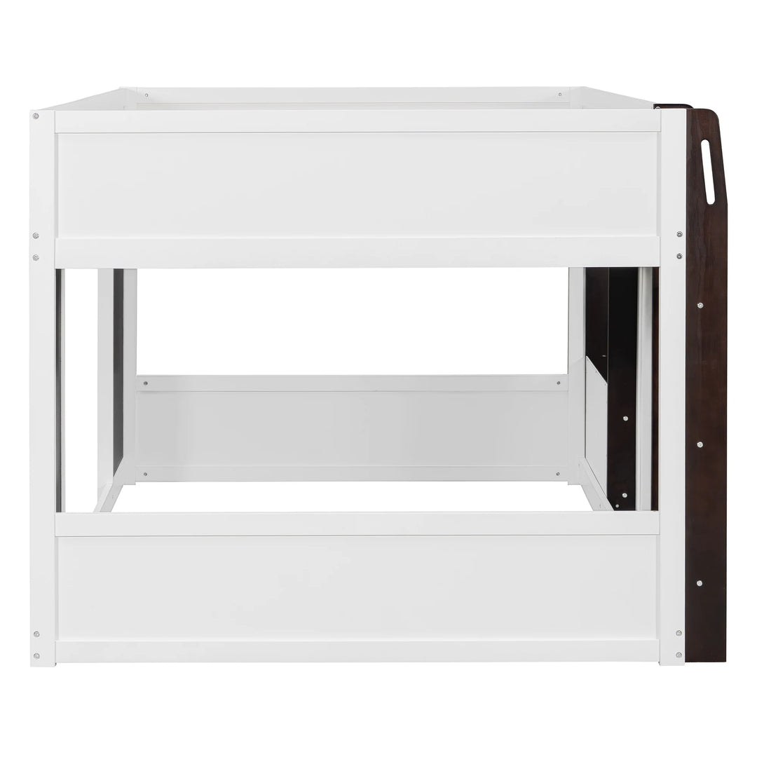 Full Loft House Bed with Playhouse Storage Modern Wood Cabin Bed for Kids