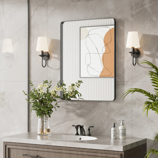 Modern Rounded Rectangle Metal Frame Wall Mirror